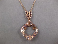 3.51CT DIAMOND & AAA AMETHYST & PINK QUARTZ 14K ROSE GOLD SQUARE ETOILE NECKLACE