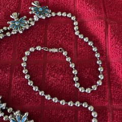 Vintage Turquoise Silver Toned Squash Blossom Style Southwest Costume Necklace