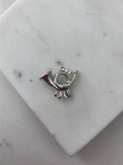 Vintage 800 Silver French Horn Music Instrument Charm Pendant