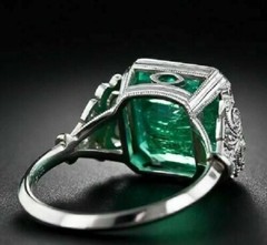 Art Deco 5.30 Ct Lab-Grown Green Emerald Vintage Style Wedding Ring 925 Silver
