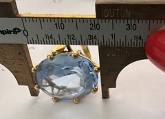 CARL F. BUCHERER 18K YELLOW GOLD BLUE TOPAZ LARGE COCKTAIL ESTATE RING SZ. 5.25