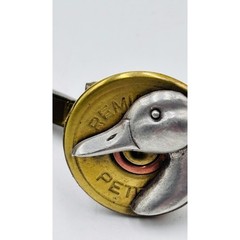 Vintage Remington Peters 12 Gauge Shotgun Shell Duck Head Cufflinks Brass Silver