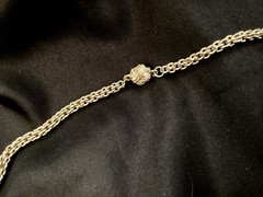 GUY LAROCHE Signed Gold Tone Braided Chain Station Chunky 36 in. Necklace—Rare