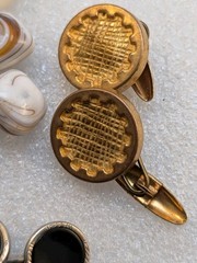 Lot Of 5 Vintage & Art Deco Style Button Cuffs Brass Glass Enamel
