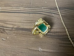 Vintage Chinese Jade Pendant+Earrings+Ring Set JC Stamped Jewelry