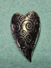Vintage Silver Heart Swirling 2″ Signed Thailand