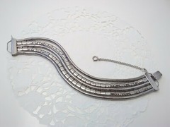 Elegant Vintage 5 Strand Silver Tone Snake Style Chain Bracelet safety chain