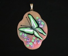 Vtg Artisan Copper Enamel Butterfly Pendant 70s Boho Chic Hippy by LAURA S7