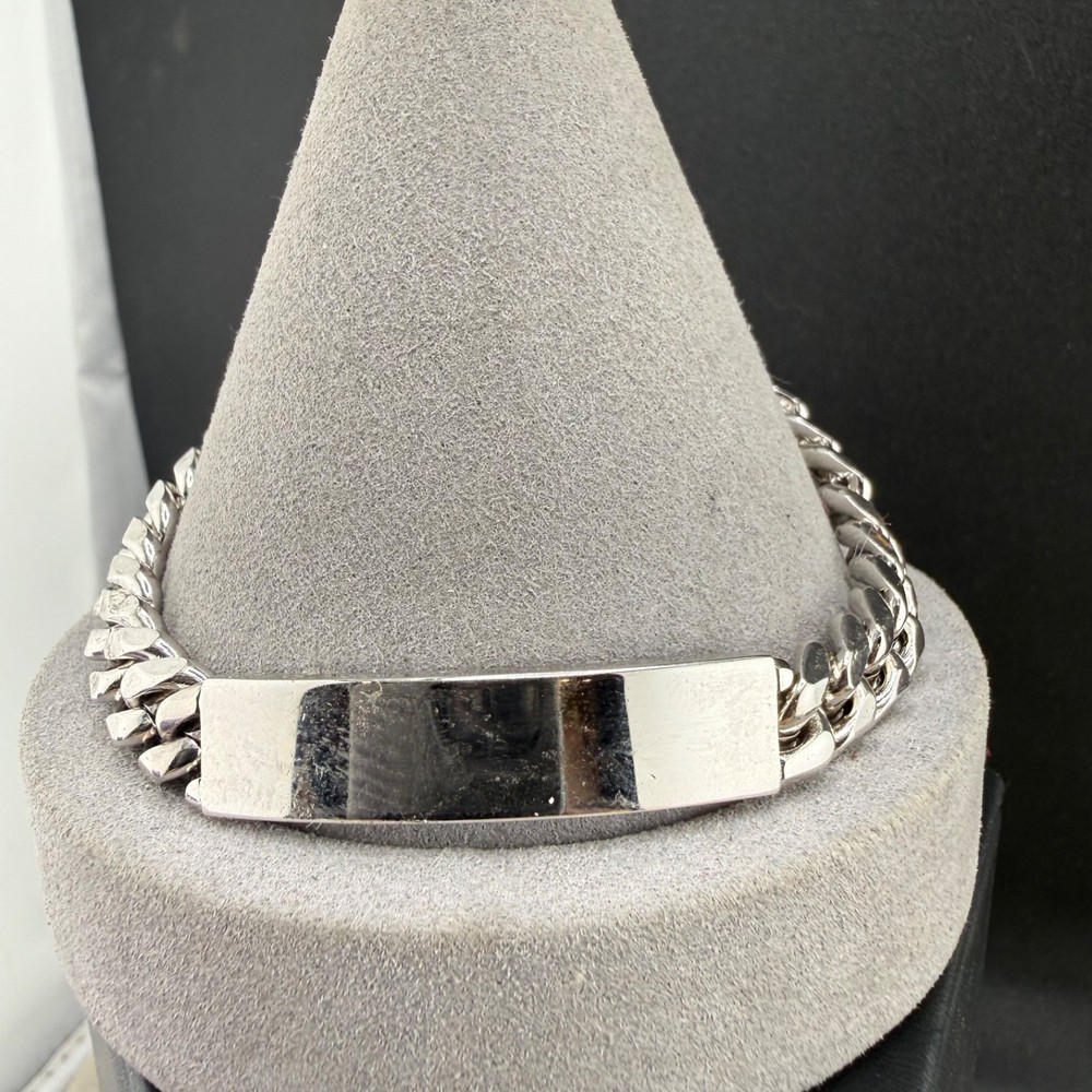 Vintage ID Bracelet Silver Tone NOT Engraved Adjustable 8.5”
