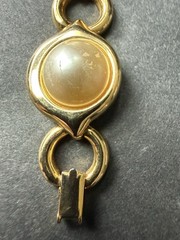 Vintage Faux Pearl Station Bracelet Gold Tone Link Classic Capsule 7” Career