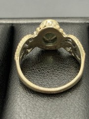 Vintage Sterling Silver Green Quartz Ring Size 8.25 F9