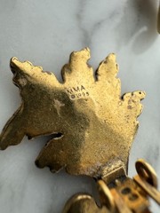 Vintage 1995 MMA Gold Tone Leaf Pierced Earrings Signed