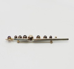 YES Studio modern sterling silver amethyst abstract long bar pin brooch