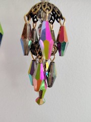 Vtg Rare LEWIS SEGAL California Watermelon AB Crystal Chandelier Earrings Pat…