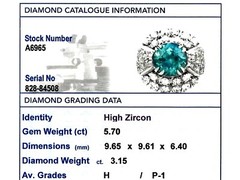 Vintage 5.70 Ct High Zircon 3.15 Ct Diamond 18k White Gold Dress Ring Size 5.5