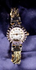 1940’s Winnie Japanese Movement Gold Rhine Stones Women Vintage Wrist Watch
