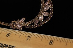 Mid Century Purple Rhinestone Gold Tone Choker Unsigned Prong Set 15″