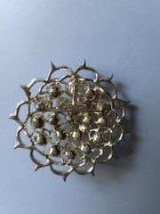 Sarah Coventry Signed Pendant Brooch Earrings Set Rhinestones Aurora Borealis￼