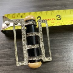 Art Deco Glass Buckle – Lucite Metal & Rhinestone Buckle