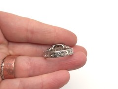 Vintage Sterling Silver SETA Signed 925 Art Deco Antique Style CZ Cocktail Ring