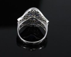 Vintage 3.0ct GIA Ceylon Blue Sapphire & 1.10ct Diamond Platinum Ring, Size 6