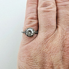 Halo Cocktail Ring Size 8 Sterling Silver 925 Vintage Cluster Band