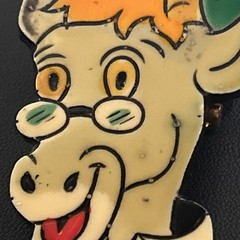 Vintage 1940s GERMANY Celluloid Brooch Pin Cartoon Goat Wearing Glasses Bow Tie