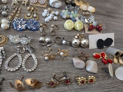 Estate Mixed Lot Costume Jewelry Earrings 77pr Clip On Screwback