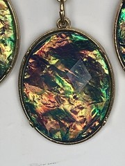 Statement necklace costume Iridescent Foil Peacock Multi Layered Vintage