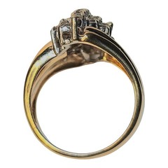 10K Gold VINTAGE Waterfall .93TCW Diamond Cluster Size 6.5 Ring 5.5 Grams
