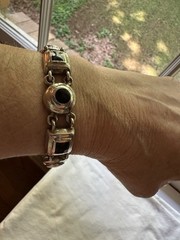 Vintage Taxco Mexico signed sterling silver black onyx bracelet