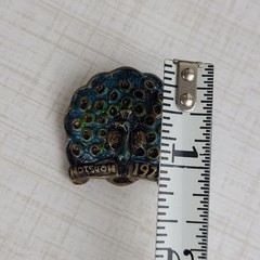 Vintage Peacock Brooch Metal Multicolor Enamel Notsuoh 1975 Houston Signed KIM