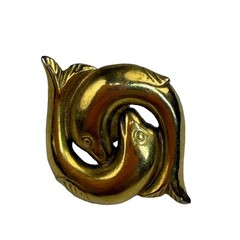 Signed MMA entwined dolphin earrings Metropolitan Museum Art matte goldtone