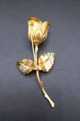 Vintage Antique Gold Tone Rose Flower Brooch Pin