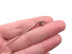 Vintage 14k Solid Gold Pearl Star Setting Circle Stick Pin Hat Pin .9 grams