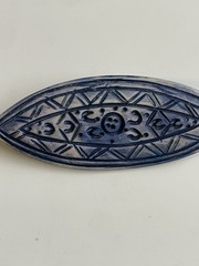 Vintage Indian Blue Carved Cartilage Brooch
