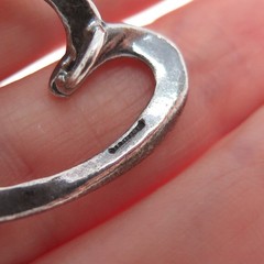 925 Sterling Silver Vintage Open Heart Oxidized Slide Charm Pendant