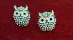 Vintage Clip On Owl Earrings