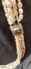 Vtg 6-Strand 32in Freshwater Pearl Necklace w/ Hematite in Clasp – Statement Pc!