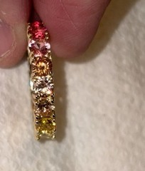 Vtg GM 925 Sterling Gold Tone 17 Rainbow CZs Eternity Band Ring Size 8 Pride 4g