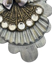 Vintage Handmade Unique Guardian Angel Sparkly Enamel Rhinestone Brooch Pin