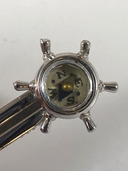 Vintage Swank Captain Wheel Compass Men’s Tie Clip Silver Tone 1950s Nautical
