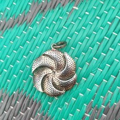 40ct 1Pc Pave Diamond Flower Pendant- 925 Sterling Silver -27mmx24mm d7