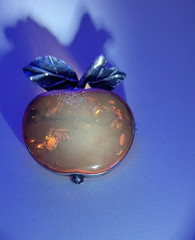 Vintage Amber Apple Brooch Sterling Silver Teacher Gift Baltic