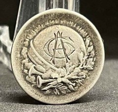 France 1920´ Art Nouveau Beauty lady and monogram design silver medal