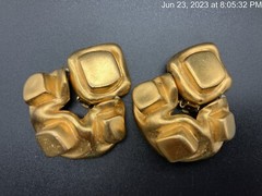 Vintage Essex Signed Yellow Gold Plated Mid Century Modern Clip On Earrings