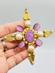 Rare Vtg PARIS HOUSE LONDON Made In England Couture Maltesse Cross Brooch Pin