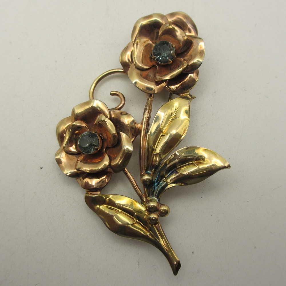 Vintage Barclay Gold Filled Brooch Floral SOME METAL DISCOLORATION