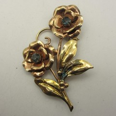 Vintage Barclay Gold Filled Brooch Floral SOME METAL DISCOLORATION