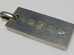 STERLING SILVER ENGLISH INGOT DOG TAG PENDANT JUBILEE FOB BAR COLLECTOR LOT 10